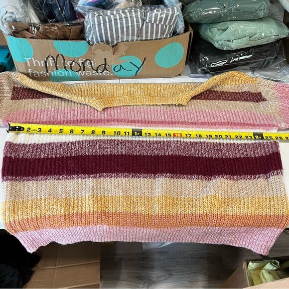 Sanctuary Womens Blur The Lines Striped Crew Neck Sweater Gold Wool Mohair6.3639 - Picture 6 of 7